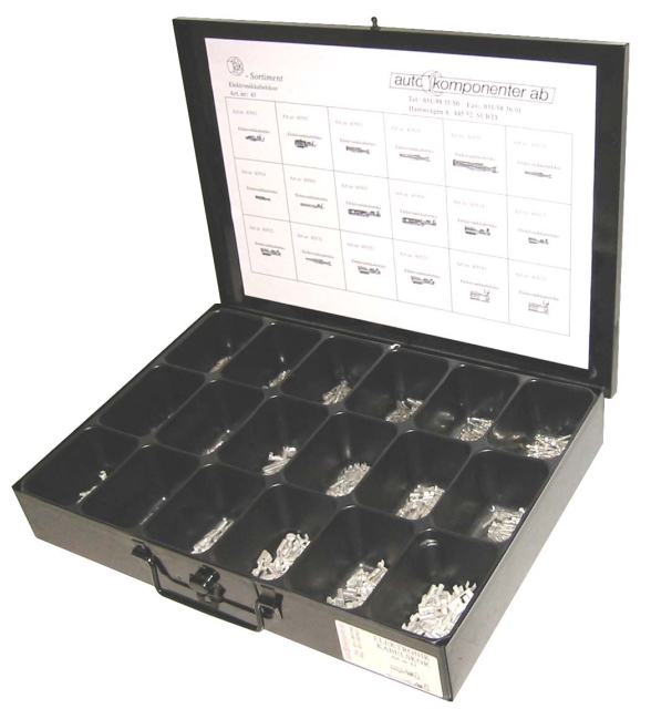 Sortimentslåda elektronikkabelskor 0,5–4 mm² 450-delars