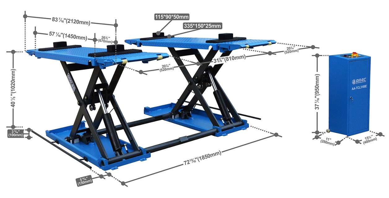 Saxlyft 3500kg maxhöjd 1000mm