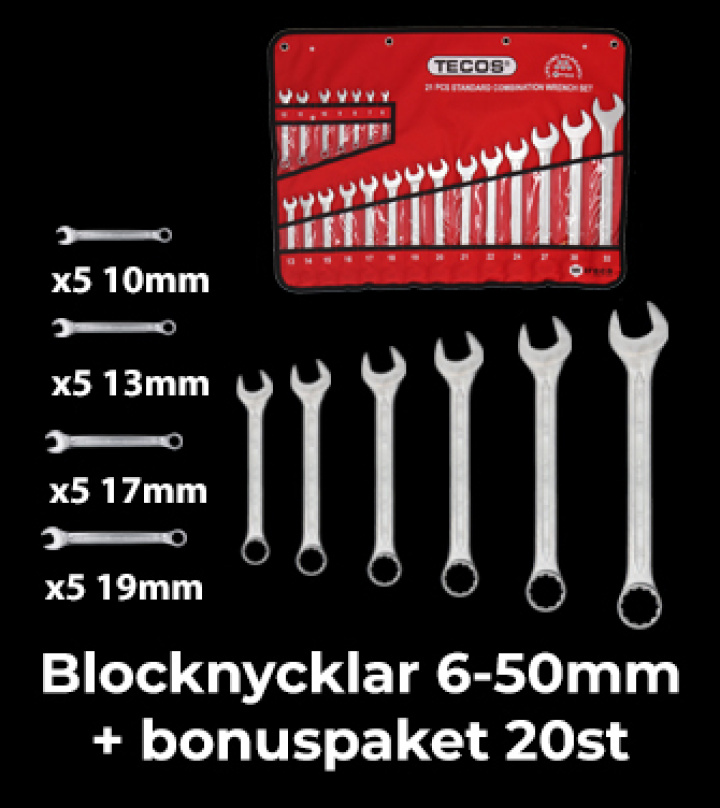 Blocknyckelpaket 6-50mm + 20st extra i gruppen Handverktyg / Nyckelverktyg / Blocknycklar hos PT Verktyg (12-BLOCKISAR)