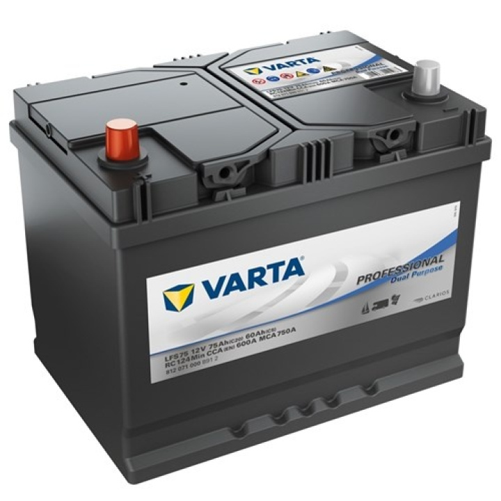 Fritidsbatteri 75A 12V i gruppen El & belysning / Strömförsörjning / Batterier & laddare / Fordonsbatterier & laddare / Fordonsbatterier hos PT Verktyg (A21-812071000V)